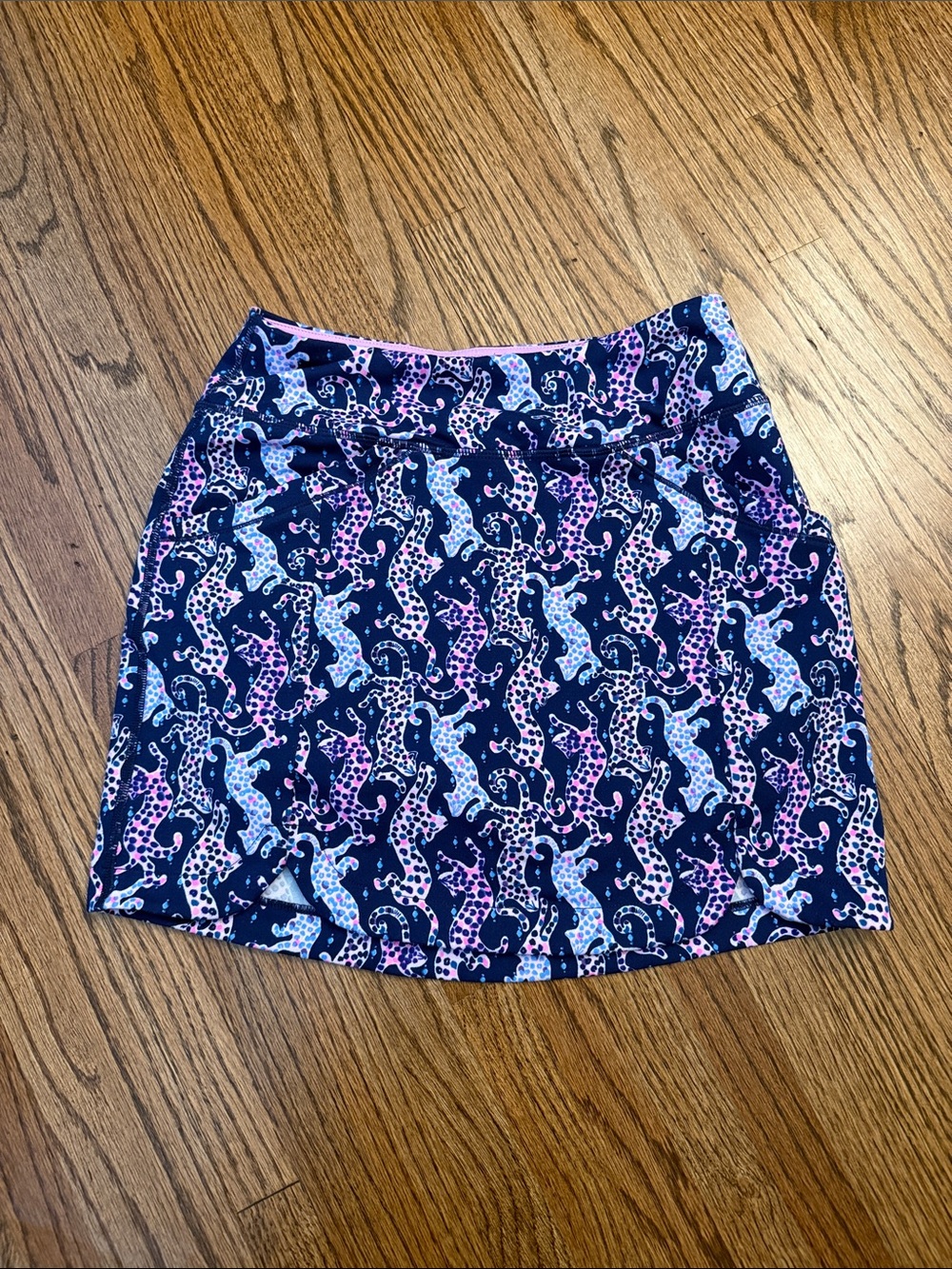 Lilly Pulitzer Luxeletic Navy with Pink & Blue Leopard Print Athletic Skort